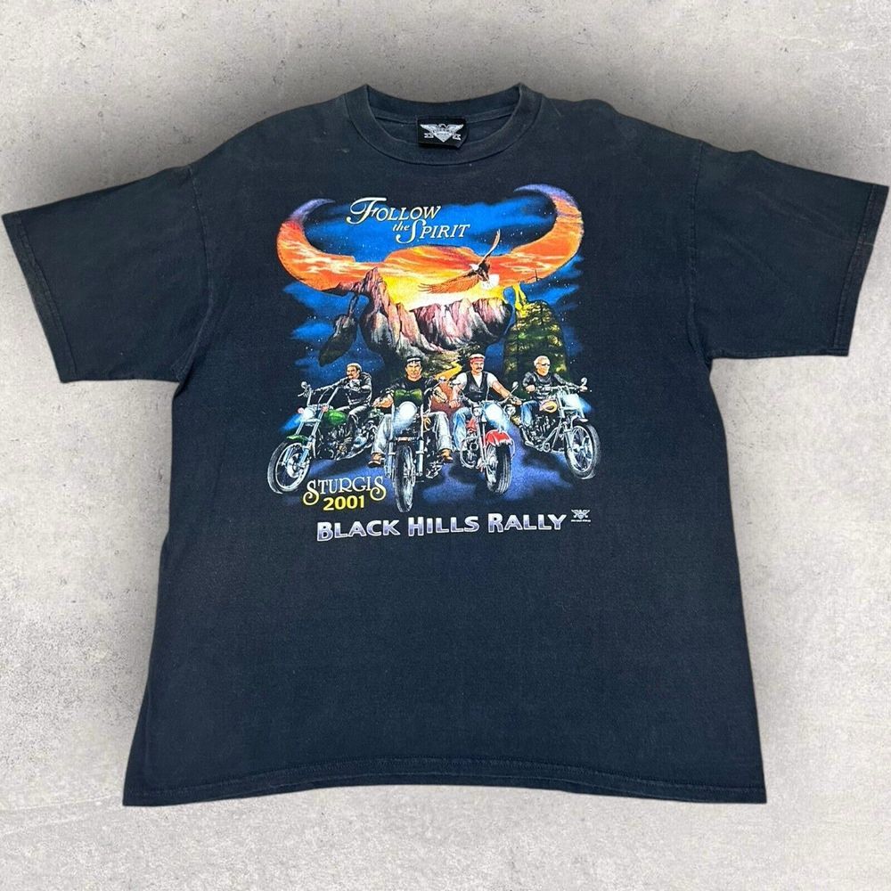 VTG Y2K 2001 XL Sturgis Black Hills‎ Rally T Shirt Eagle American Biker - Picture 2 of 10